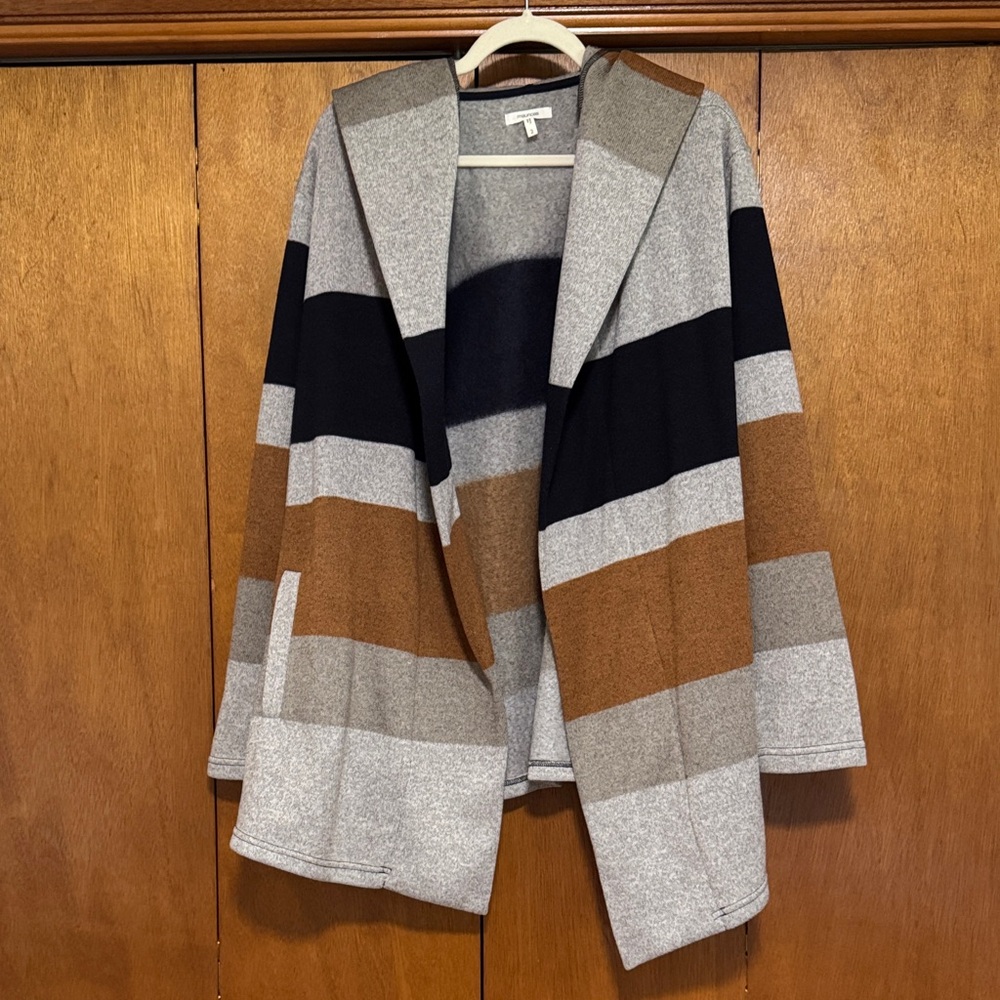 Maurices Multicolor Striped Hooded Cardigan